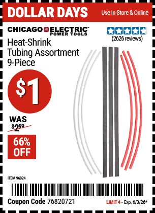 www.hfqpdb.com - CHICAGO ELECTRIC HEAT-SHRINK TUBING ASSORTMENT, 9-PIECE Lot No. 96024