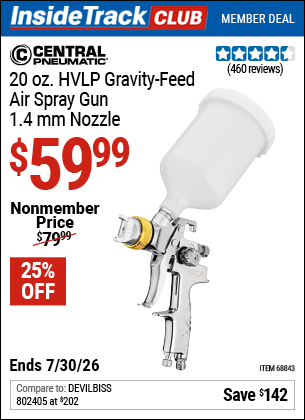www.hfqpdb.com - CENTRAL PNEUMATIC 20 OZ. HVLP GRAVITY-FEED AIR SPRAY GUN, 1.4 MM NOZZLE Lot No. 68843