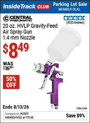 www.hfqpdb.com - CENTRAL PNEUMATIC 20 OZ. HVLP GRAVITY-FEED AIR SPRAY GUN, 1.4 MM NOZZLE Lot No. 68843