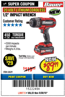 BAUER 20v Lithium-Ion Cordless Heat Gun for $39.99 – Harbor Freight Coupons