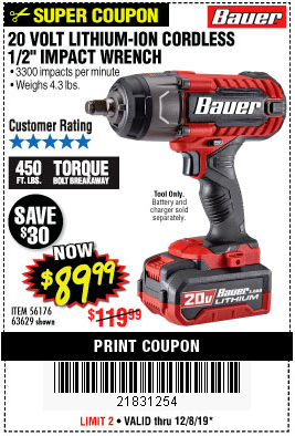 BAUER 20v Lithium-Ion Cordless Heat Gun for $39.99 – Harbor Freight Coupons