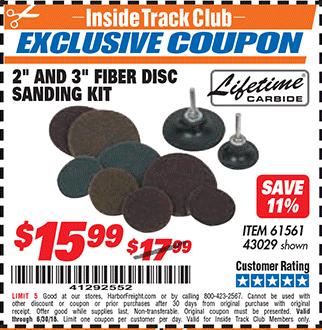 kit sanding disc fiber coupon freight harbor itc tools expired lot coupons database code