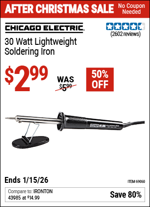 www.hfqpdb.com - CHICAGO ELECTRIC 30 WATT LIGHTWEIGHT SOLDERING IRON Lot No. 69060