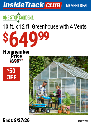 www.hfqpdb.com - ONE STOP GARDENS 10 FT. X 12 FT. GREENHOUSE WITH 4 VENTS Lot No. 93358/63353