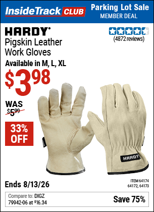 www.hfqpdb.com - HARDY PIGSKIN LEATHER WORK GLOVES Lot No. 64172/64173/57387/64174/57386