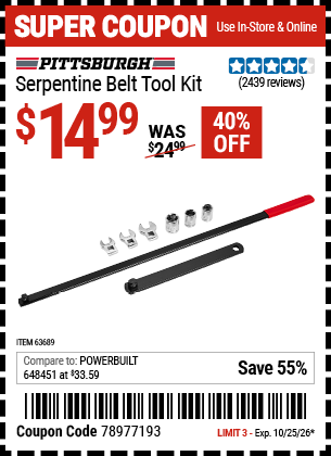 www.hfqpdb.com - PITTSBURGH SERPENTINE BELT TOOL KIT Lot No. 63689