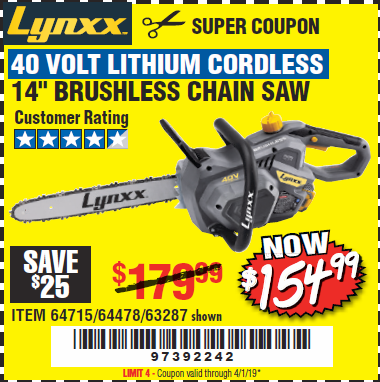 Harbor Freight Lynxx Chainsaw Coupon 