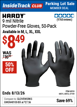 www.hfqpdb.com - HARDY 9 MIL NITRILE POWDER-FREE GLOVES, 50-PACK Lot No. 57159/68510/68511/68512