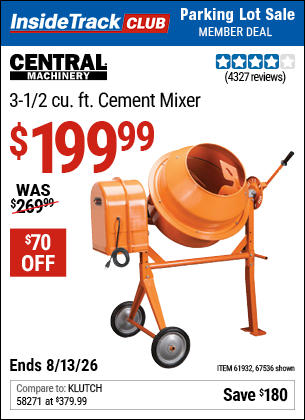 www.hfqpdb.com - CENTRAL MACHINERY 3-1/2 CU. FT. CEMENT MIXER Lot No. 67536/61932