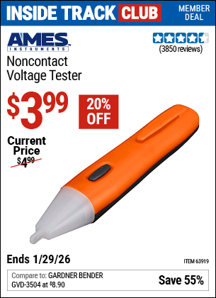 Harbor Freight AMES INSTRUMENTS NONCONTACT VOLTAGE TESTER coupon