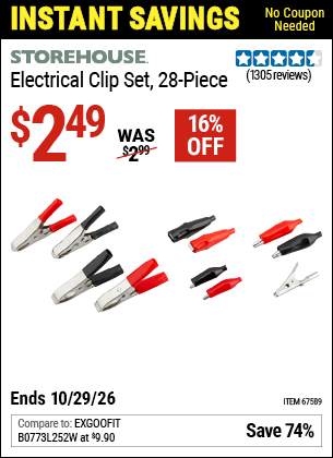 www.hfqpdb.com - STOREHOUSE ELECTRICAL CLIP SET, 28-PIECE Lot No. 67589