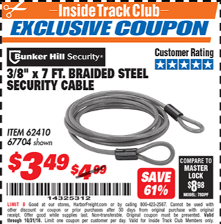 Bunker Hill Security 3/8 in 30 ft.Braided Steel Security Cable 