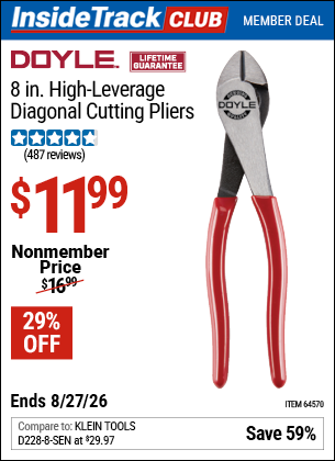www.hfqpdb.com - DOYLE 8 IN. HIGH-LEVERAGE DIAGONAL CUTTING PLIERS Lot No. 64570