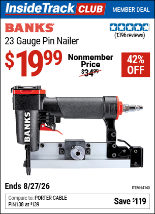 www.hfqpdb.com - BANKS 23 GAUGE PIN NAILER Lot No. 64143