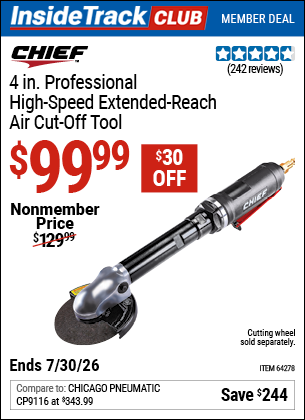www.hfqpdb.com - CHIEF 4 IN. PROFESSIONAL HIGH-SPEED EXTENDED-REACH AIR CUT-OFF TOOL Lot No. 64278