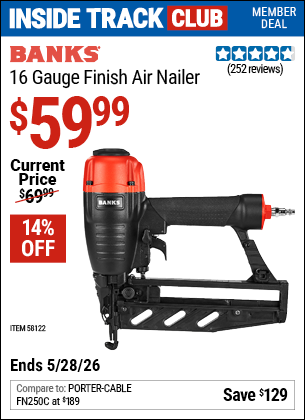 www.hfqpdb.com - BANKS 16 GAUGE FINISH AIR NAILER Lot No. 64137