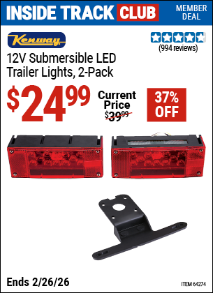 www.hfqpdb.com - KENWAY 12V SUBMERSIBLE LED TRAILER LIGHTS, 2-PACK Lot No. 64274