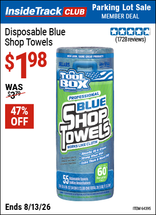 www.hfqpdb.com - TOOLBOX DISPOSABLE BLUE SHOP TOWELS Lot No. 64395