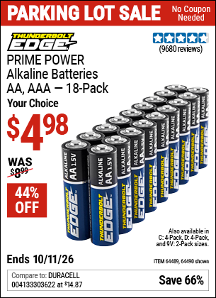 www.hfqpdb.com - THUNDERBOLT EDGE PRIME POWER ALKALINE BATTERIES Lot No. 64490/64490/64491/64492/64493