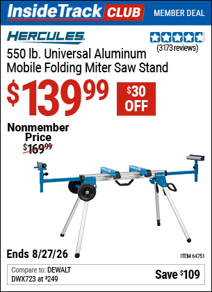 www.hfqpdb.com - HERCULES 550 LB. UNIVERSAL ALUMINUM MOBILE FOLDING MITER SAW STAND Lot No. 64751