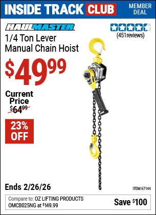 www.hfqpdb.com - HAUL-MASTER 1/4 TON LEVER MANUAL CHAIN HOIST Lot No. 67144