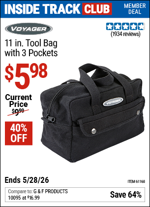 www.hfqpdb.com - VOYAGER 11 IN. TOOL BAG WITH 3 POCKETS Lot No. 61168