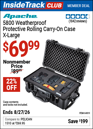 www.hfqpdb.com - APACHE 5800 WEATHERPROOF PROTECTIVE ROLLING CARRY-ON CASE, X-LARGE Lot No. 64819
