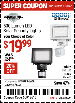 www.hfqpdb.com - BUNKER HILL SECURITY 500 LUMEN LED SOLAR SECURITY LIGHT Lot No. 64737/64759