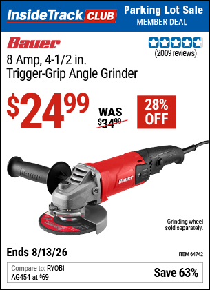 www.hfqpdb.com - BAUER 8 AMP, 4-1/2 IN. TRIGGER-GRIP ANGLE GRINDER Lot No. 64742