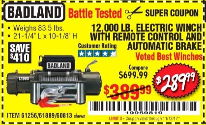 Harbor Freight Tools Coupon Database Free Coupons 25 Percent Off Coupons Toolbox Coupons 12 000 Lb Electric Winch With Remote Control And Automatic Brake