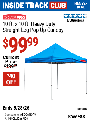 www.hfqpdb.com - COVERPRO 10 FT. X 10 FT. HEAVY DUTY STRAIGHT-LEG POP-UP CANOPY Lot No. 56410