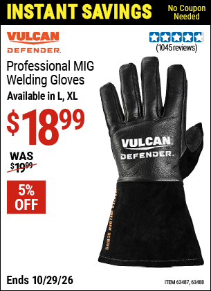 www.hfqpdb.com - VULCAN DEFENDER PROFESSIONAL MIG WELDING GLOVES Lot No. 63487/63488