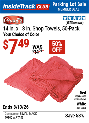 www.hfqpdb.com - SHOP TOWELS, 14 IN. X 13 IN., 50-PACK Lot No. 56325/63365/63360