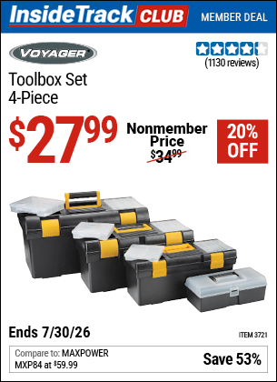 www.hfqpdb.com - VOYAGER TOOLBOX SET, 4-PIECE Lot No. 3721