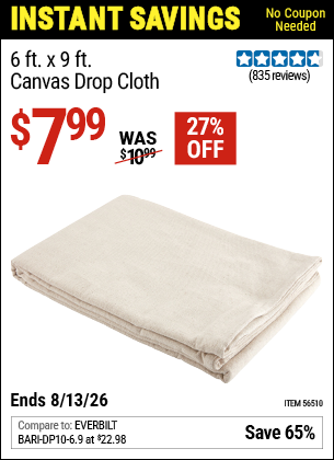www.hfqpdb.com - 6 X 9 CANVAS DROP CLOTH Lot No. 56510