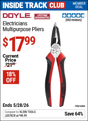 www.hfqpdb.com - DOYLE ELECTRICIANS MULTIPURPOSE PLIERS Lot No. 64868