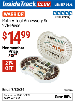 www.hfqpdb.com - WARRIOR ROTARY TOOL ACCESSORY SET, 276-PIECE Lot No. 62440