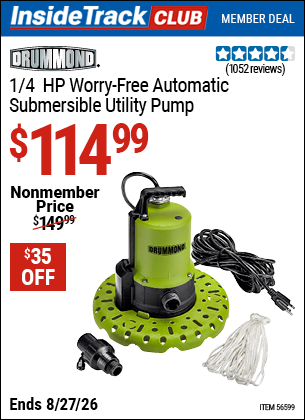 www.hfqpdb.com - DRUMMOND 1/4 HP WORRY-FREE AUTOMATIC SUBMERSIBLE UTILITY PUMP Lot No. 56599