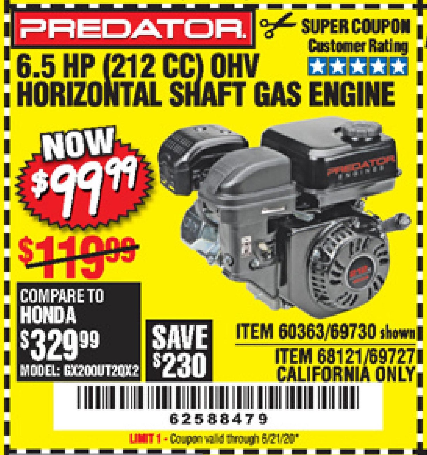 23+ Harbor Freight 212Cc Predator Engine Coupon Gif