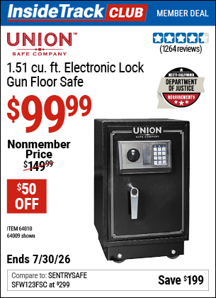Harbor Freight UNION SAFE COMPANY 1.51 CU. FT. ELECTRONIC LOCK GUN FLOOR SAFE coupon