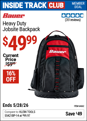 www.hfqpdb.com - BAUER HEAVY DUTY JOBSITE BACKPACK Lot No. 64662