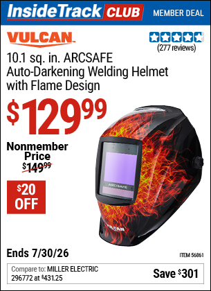 Harbor Freight VULCAN 10.1 SQ. IN. ARCSAFE AUTO-DARKENING WELDING HELMET WITH FLAME DESIGN coupon