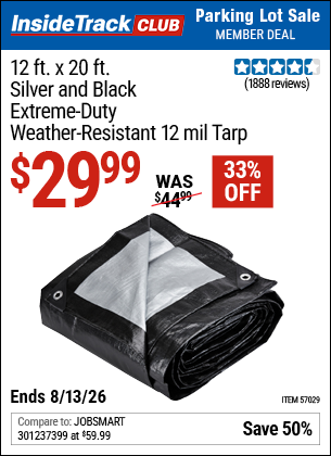 www.hfqpdb.com - 12 FT. X 20 FT. SILVER AND BLACK EXTREME-DUTY WEATHER-RESISTANT 12 MIL TARP Lot No. 57029