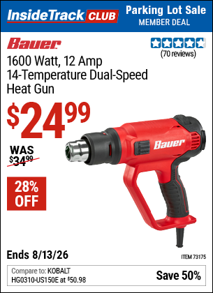 www.hfqpdb.com - BAUER 1600 WATT, 12 AMP, 14-TEMPERATURE DUAL-SPEED HEAT GUN Lot No. 64112