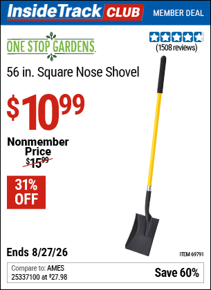 www.hfqpdb.com - ONE STOP GARDENS 56 IN. SQUARE NOSE SHOVEL Lot No. 69791