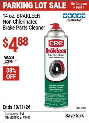 www.hfqpdb.com - CRC 14 OZ. BRAKLEEN NON-CHLORINATED BRAKE PARTS CLEANER Lot No. 57267