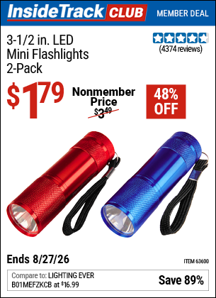 www.hfqpdb.com - 3-1/2 IN. LED MINI FLASHLIGHTS, 2-PACK Lot No. 63600/63876