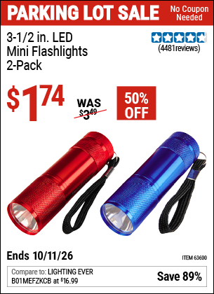 www.hfqpdb.com - 3-1/2 IN. LED MINI FLASHLIGHTS, 2-PACK Lot No. 63600/63876