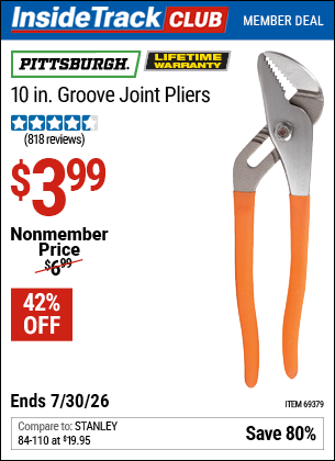 www.hfqpdb.com - PITTSBURGH 10 IN. GROOVE JOINT PLIERS Lot No. 69379