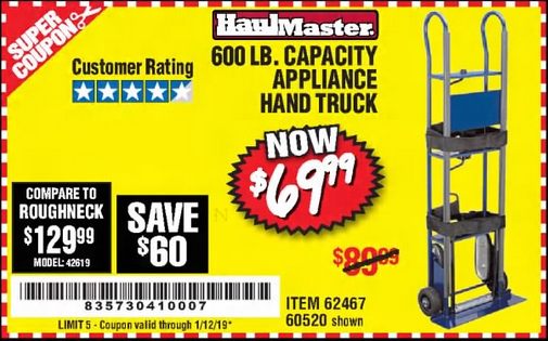 600 lb Capacity Appliance Hand Truck by Haul Master 